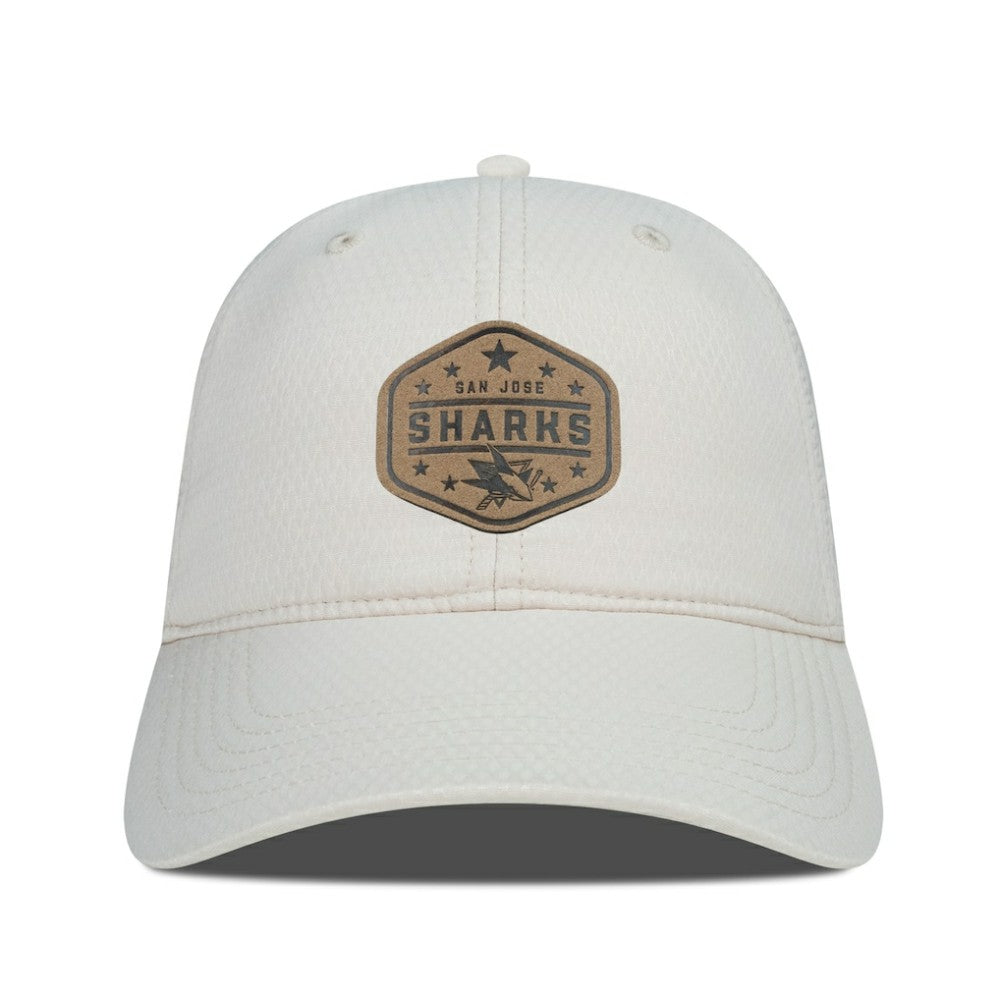 San Jose Sharks Men's Levelwear Faux Leather Patch Unstructured Adjustable Hat - Cream - NHL 202262254