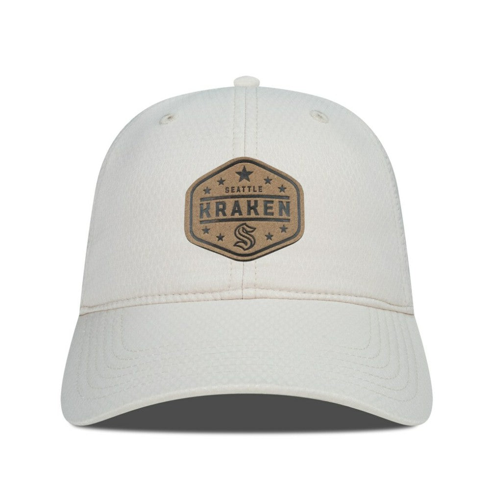 Seattle Kraken Men's Levelwear Faux Leather Patch Unstructured Adjustable Hat - Cream - NHL 202262255