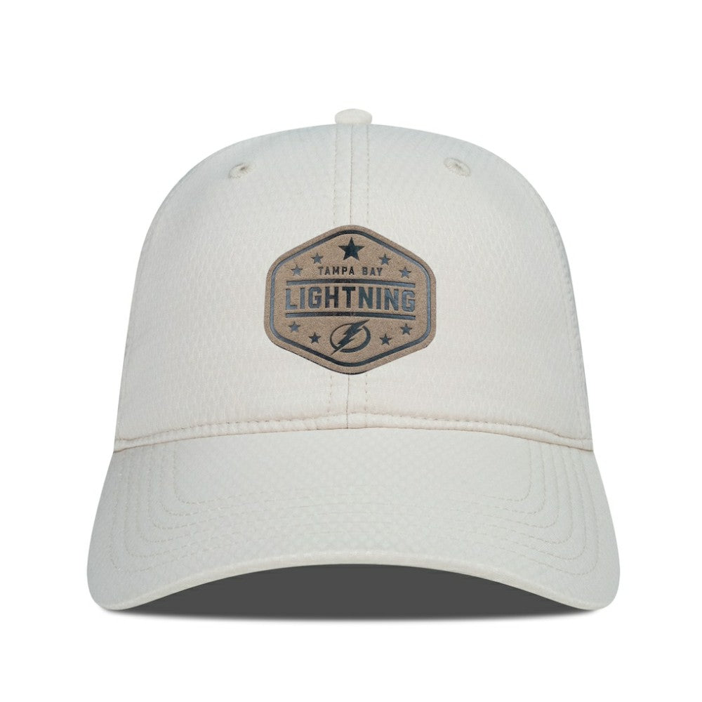 Tampa Bay Lightning Men's Levelwear Faux Leather Patch Unstructured Adjustable Hat - Cream - NHL 202262257