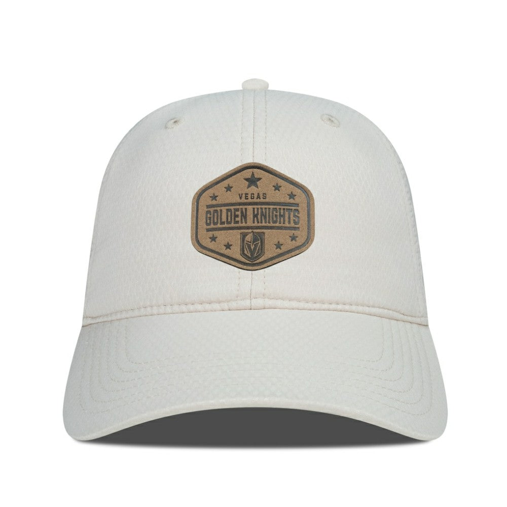 Vegas Golden Knights Men's Levelwear Faux Leather Patch Unstructured Adjustable Hat - Cream - NHL 202262260