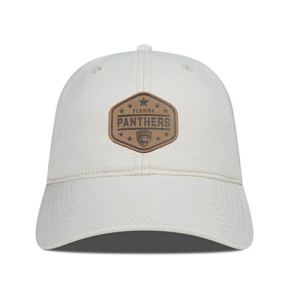 Florida Panthers Men's Levelwear Faux Leather Patch Unstructured Adjustable Hat - Cream - NHL 202262273