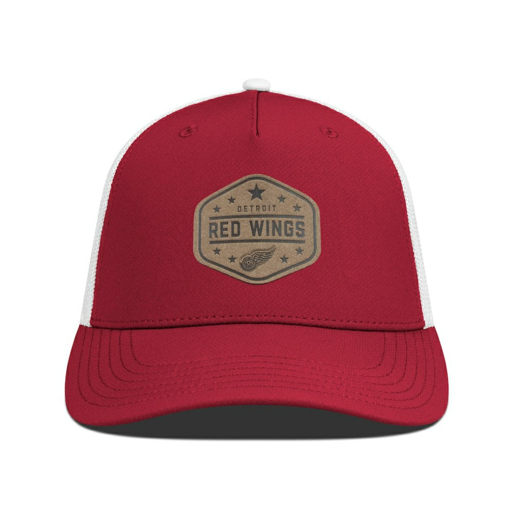 Detroit Red Wings Men's Levelwear Faux Leather Patch Structured Adjustable Hat - Red - NHL 202262279