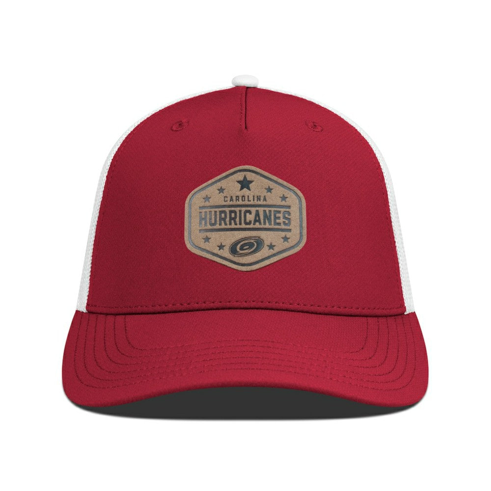 Carolina Hurricanes Men's Levelwear Faux Leather Patch Structured Adjustable Hat - Red - NHL 202262286