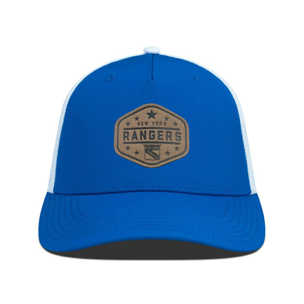 New York Rangers Men's Levelwear Faux Leather Patch Structured Adjustable Hat - Blue - NHL 202262298