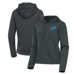 Detroit Lions Antigua Women's Contemporary Quarter-Zip Hoodie Pewter