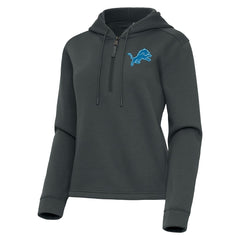 Detroit Lions Antigua Women's Contemporary Quarter-Zip Hoodie Pewter