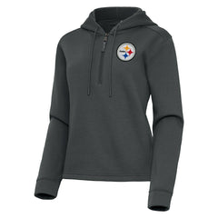 Pittsburgh Steelers Antigua Women's Contemporary Quarter-Zip Hoodie Pewter