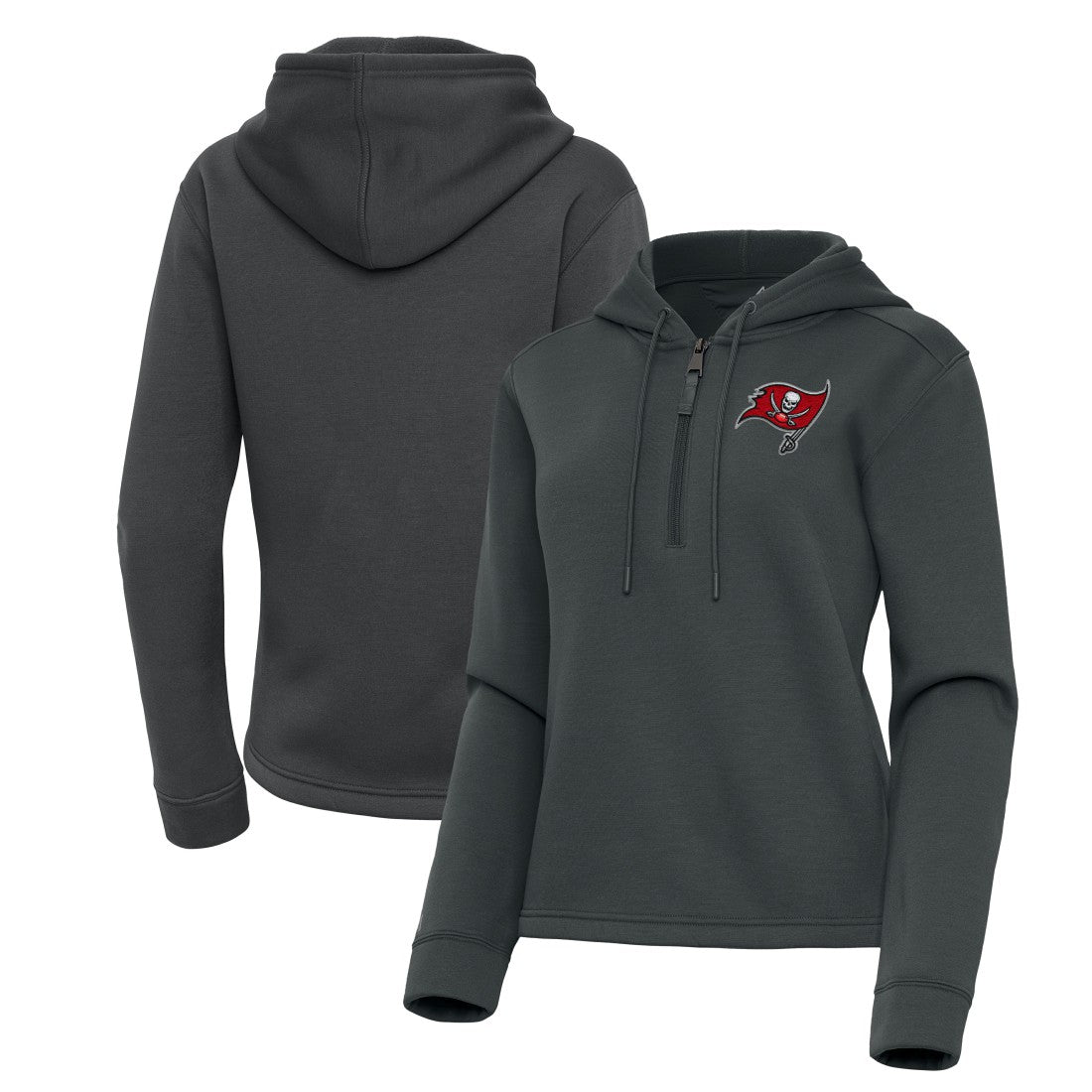 Tampa Bay Buccaneers Antigua Women's Contemporary Quarter-Zip Hoodie Pewter