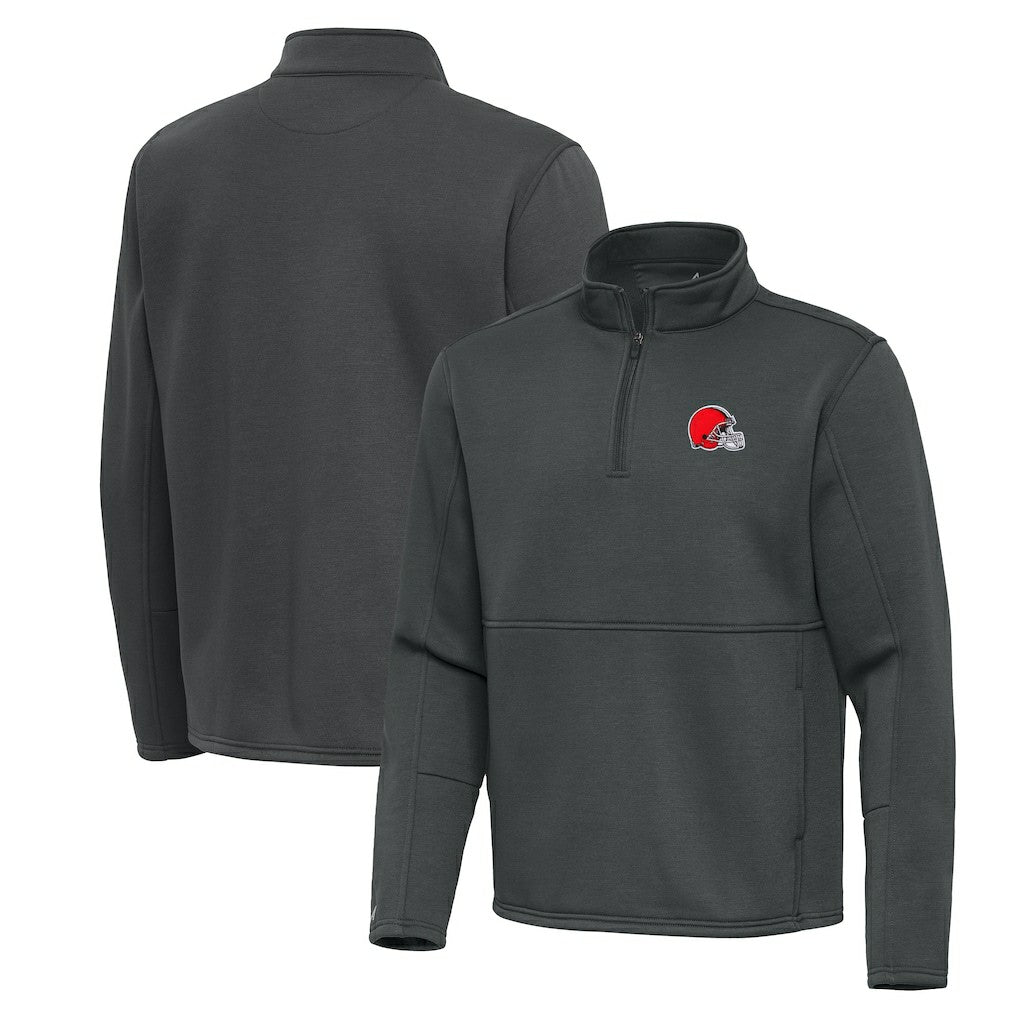 Cleveland Browns Antigua Twist Quarter-Zip Pullover Jacket Pewter