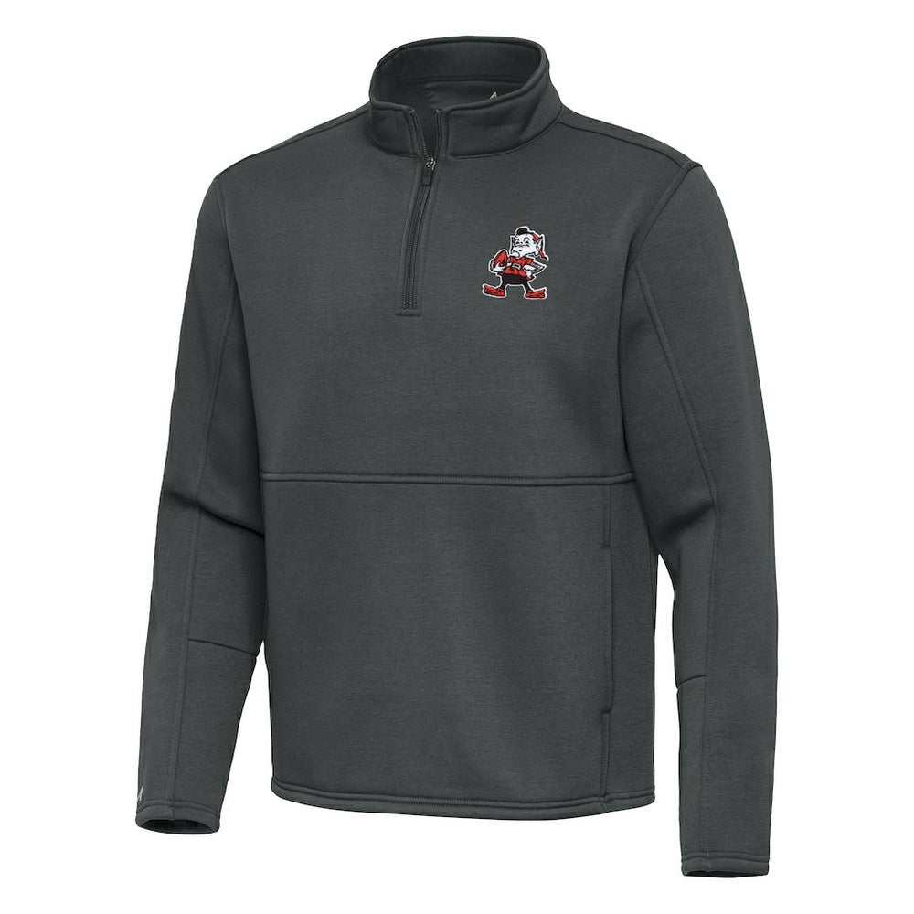 Cleveland Browns Antigua Twist Quarter-Zip Pullover Jacket Pewter