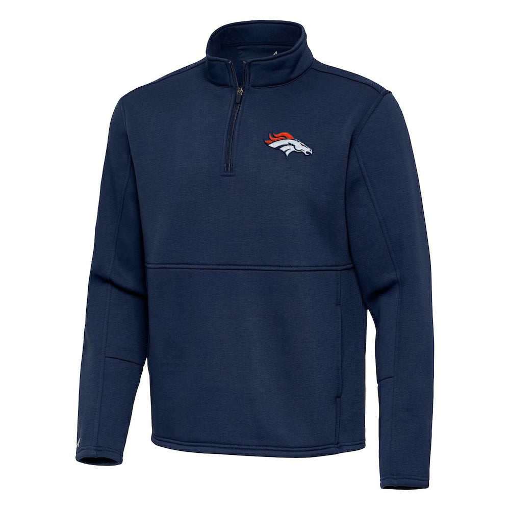 Denver Broncos Antigua Twist Quarter-Zip Pullover Jacket Navy