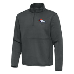 Denver Broncos Antigua Twist Quarter-Zip Pullover Jacket Pewter
