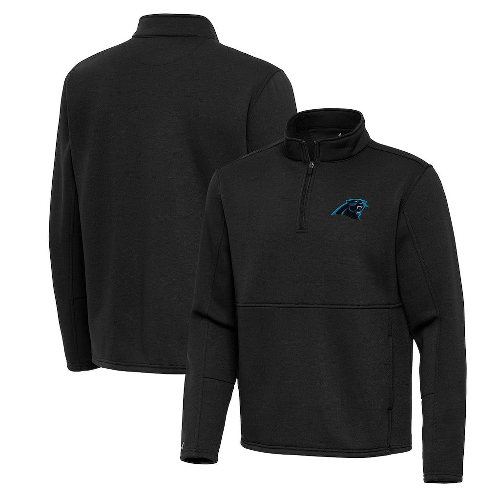Carolina Panthers Antigua Twist Quarter-Zip Pullover Jacket Black