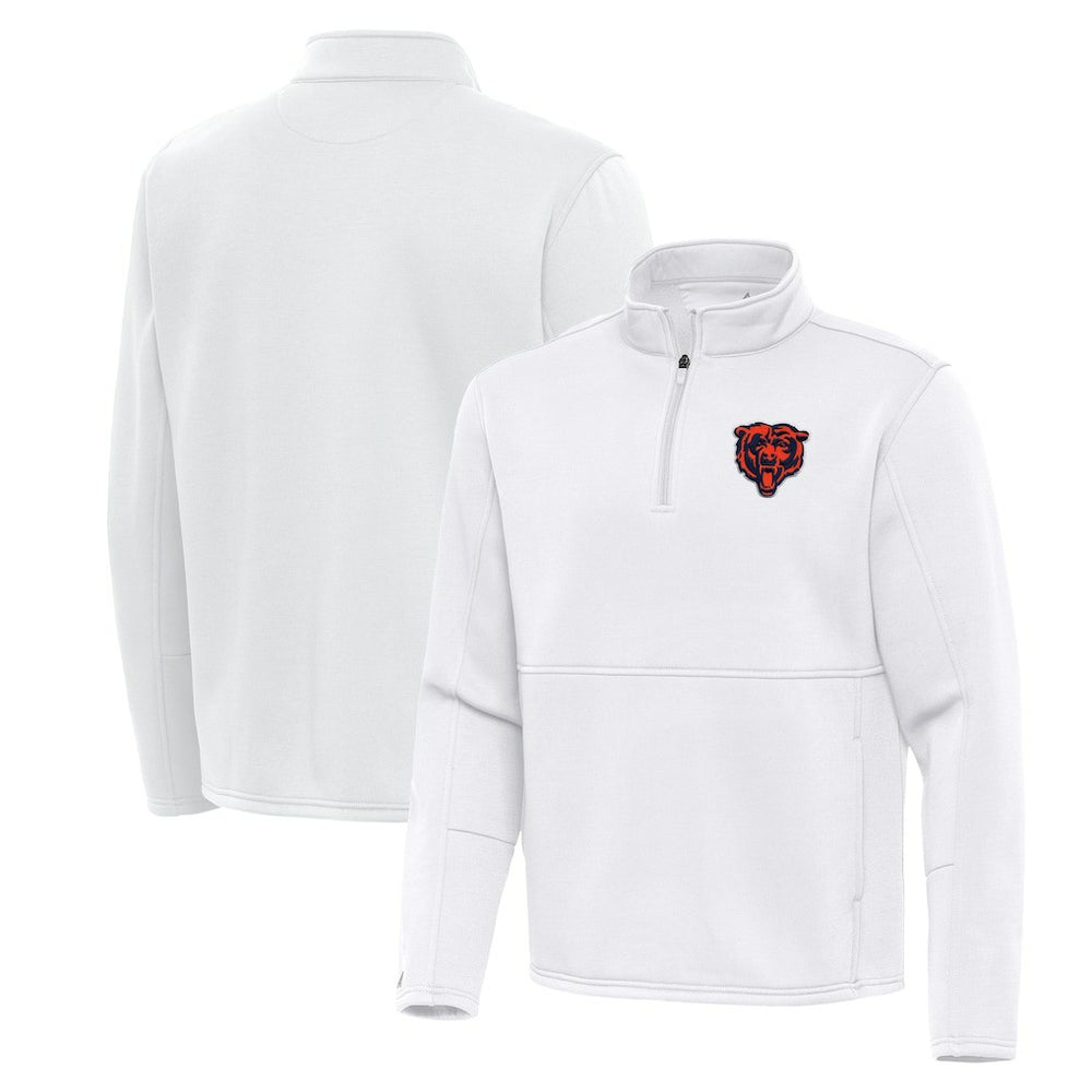 Chicago Bears Antigua Twist Quarter-Zip Pullover Jacket White