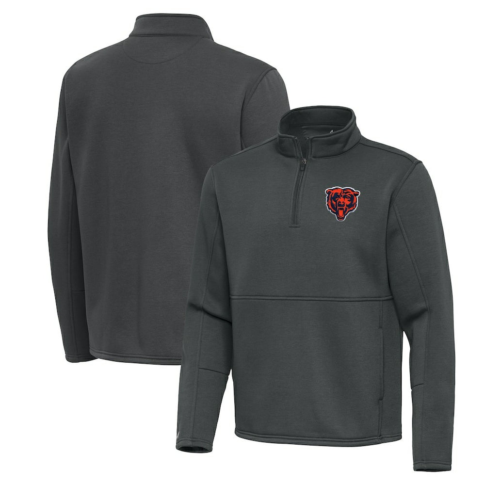 Chicago Bears Antigua Twist Quarter-Zip Pullover Jacket Pewter