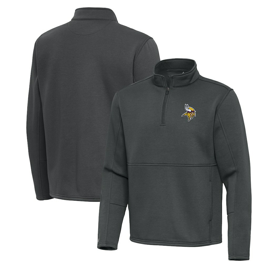 Minnesota Vikings Antigua Twist Quarter-Zip Pullover Jacket Pewter