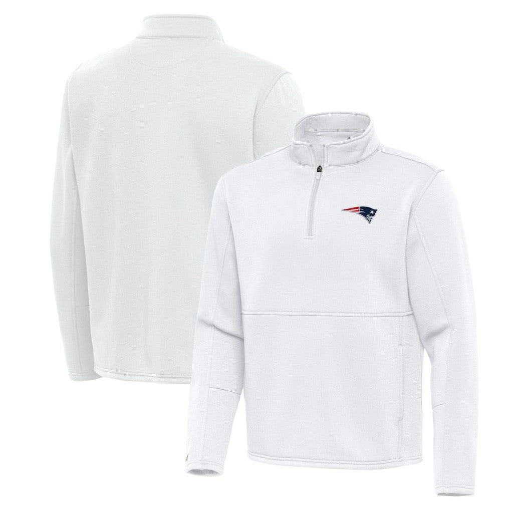 New England Patriots Antigua Twist Quarter-Zip Pullover Jacket White
