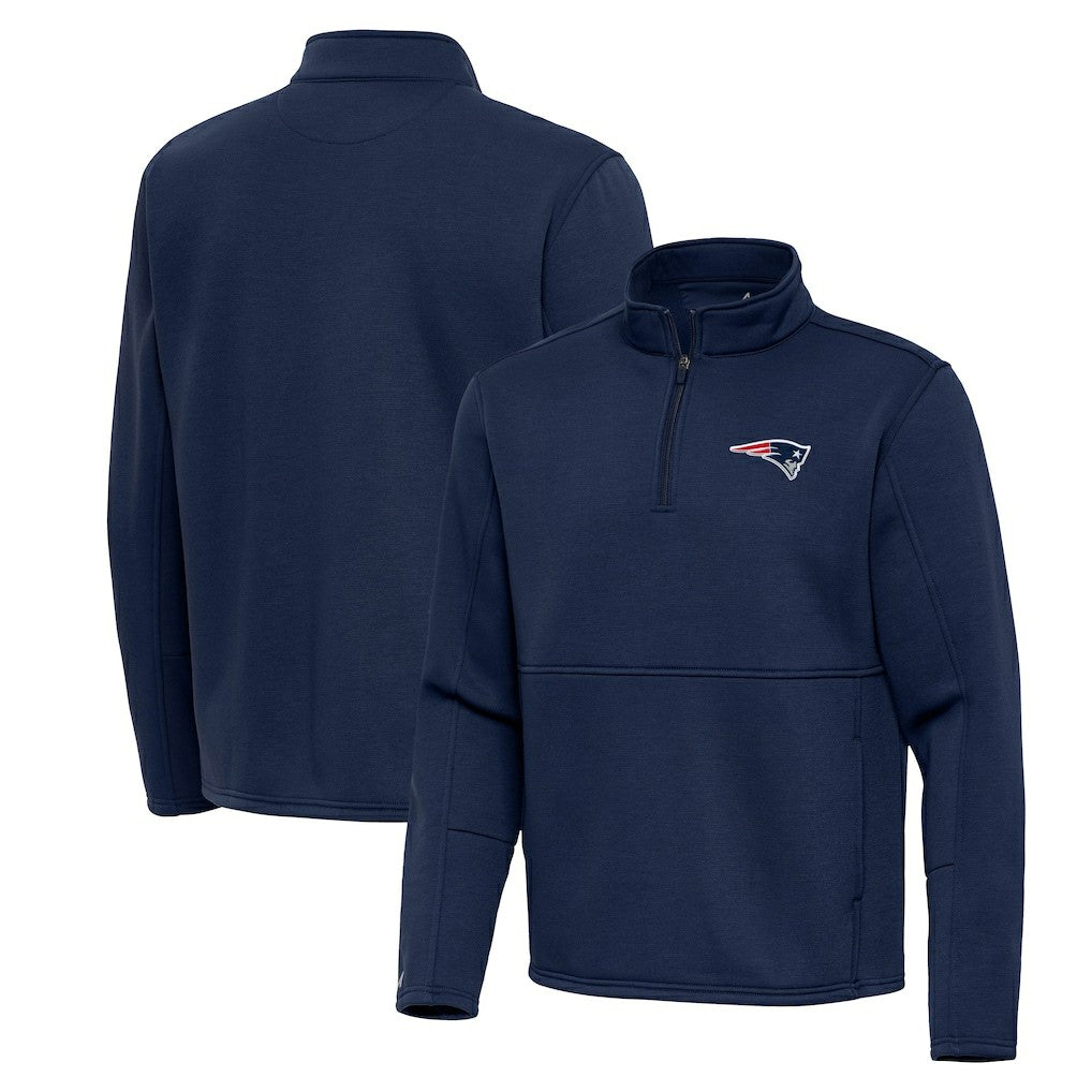 New England Patriots Antigua Twist Quarter-Zip Pullover Jacket Navy