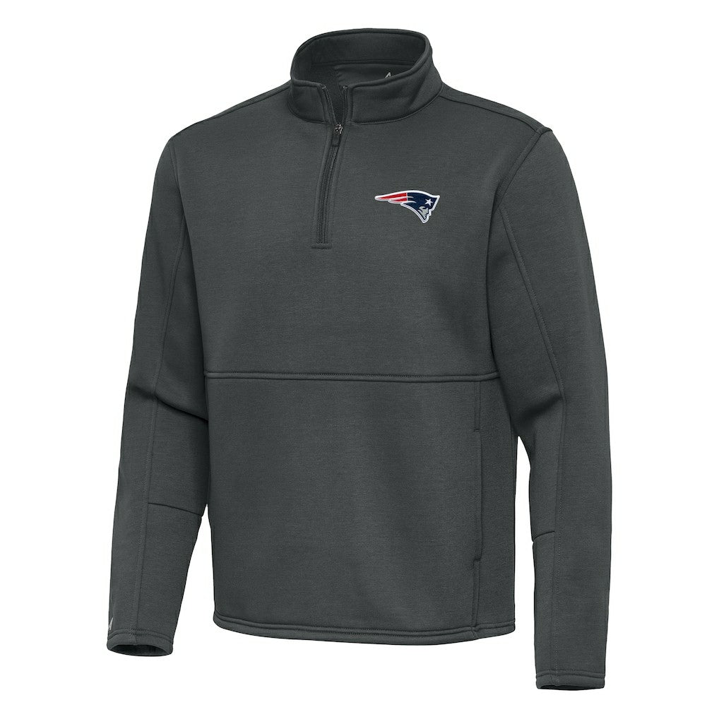 New England Patriots Antigua Twist Quarter-Zip Pullover Jacket Pewter