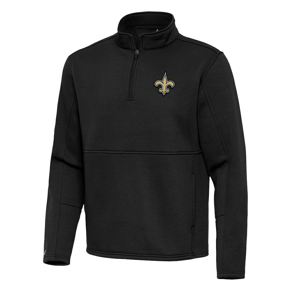 New Orleans Saints Antigua Twist Quarter-Zip Pullover Jacket Black