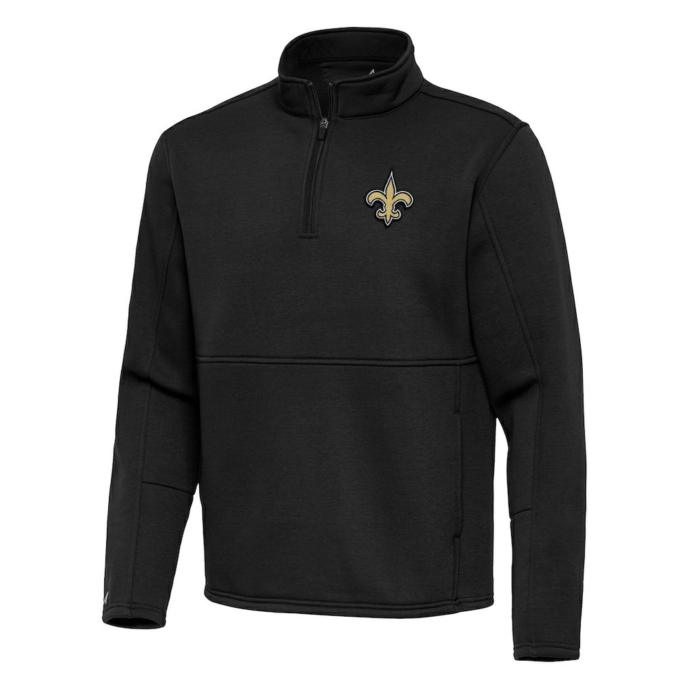 New Orleans Saints Antigua Twist Quarter-Zip Pullover Jacket Black