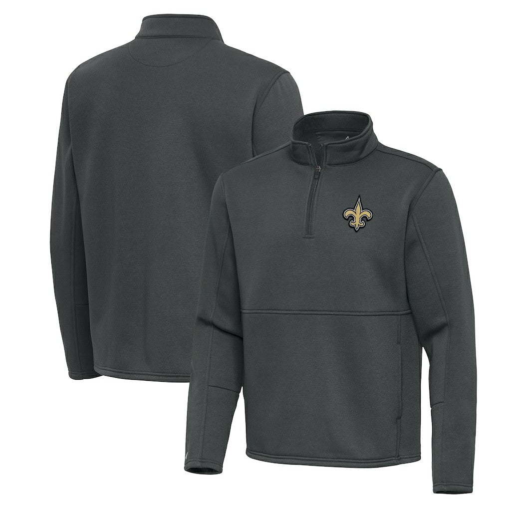 New Orleans Saints Antigua Twist Quarter-Zip Pullover Jacket Pewter