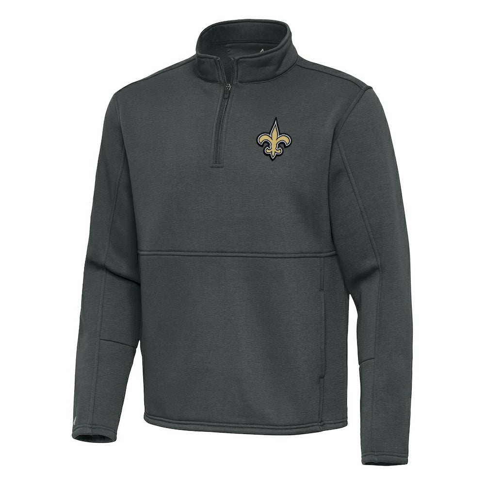 New Orleans Saints Antigua Twist Quarter-Zip Pullover Jacket Pewter