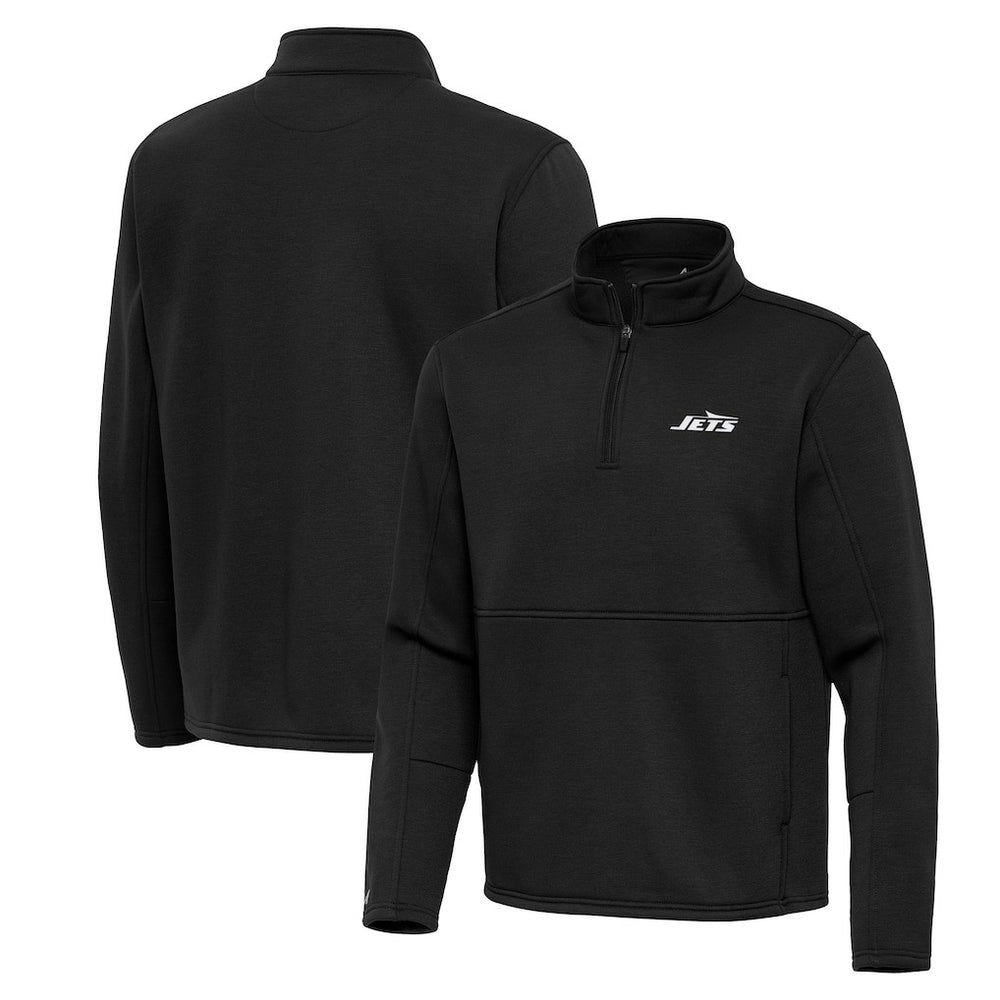 New York Jets Antigua Twist Quarter-Zip Pullover Jacket Black