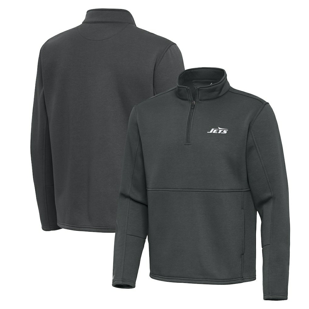 New York Jets Antigua Twist Quarter-Zip Pullover Jacket Pewter