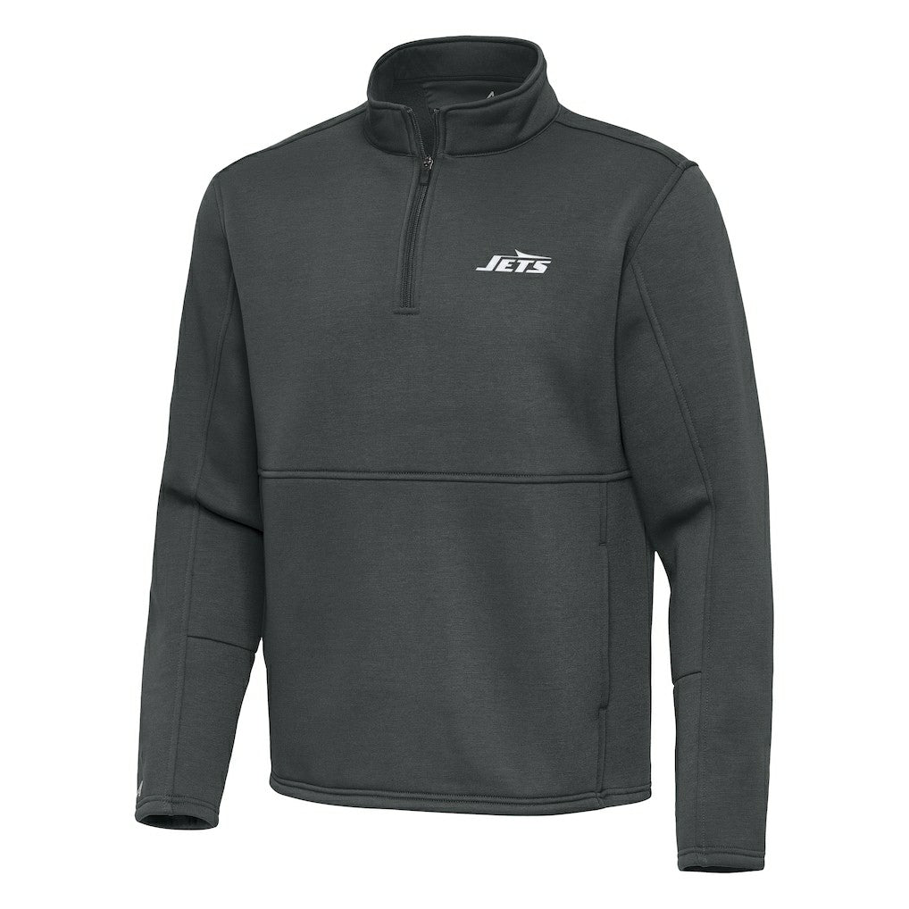New York Jets Antigua Twist Quarter-Zip Pullover Jacket Pewter