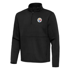 Pittsburgh Steelers Antigua Twist Quarter-Zip Pullover Jacket Black