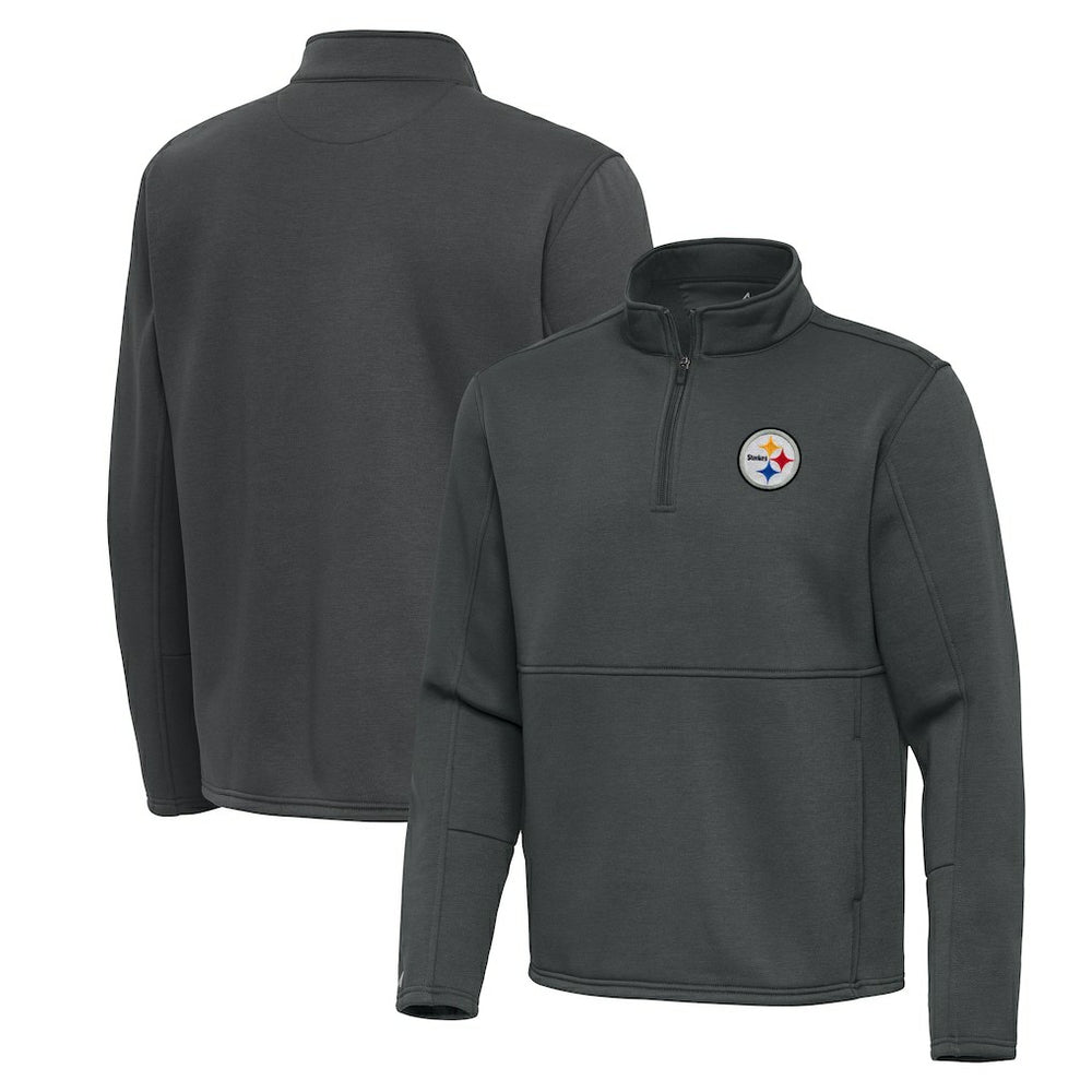 Pittsburgh Steelers Antigua Twist Quarter-Zip Pullover Jacket Pewter