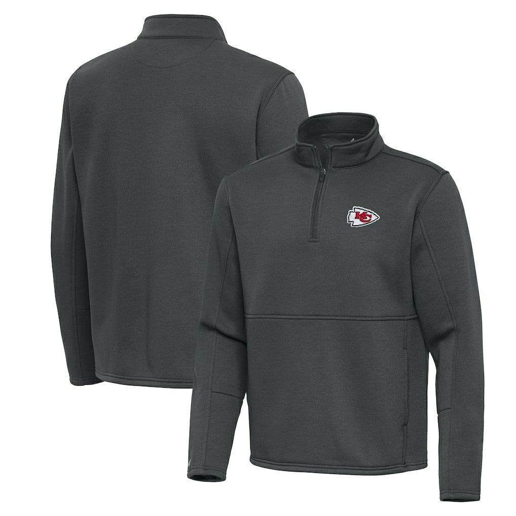 Kansas City Chiefs Antigua Twist Quarter-Zip Pullover Jacket Pewter