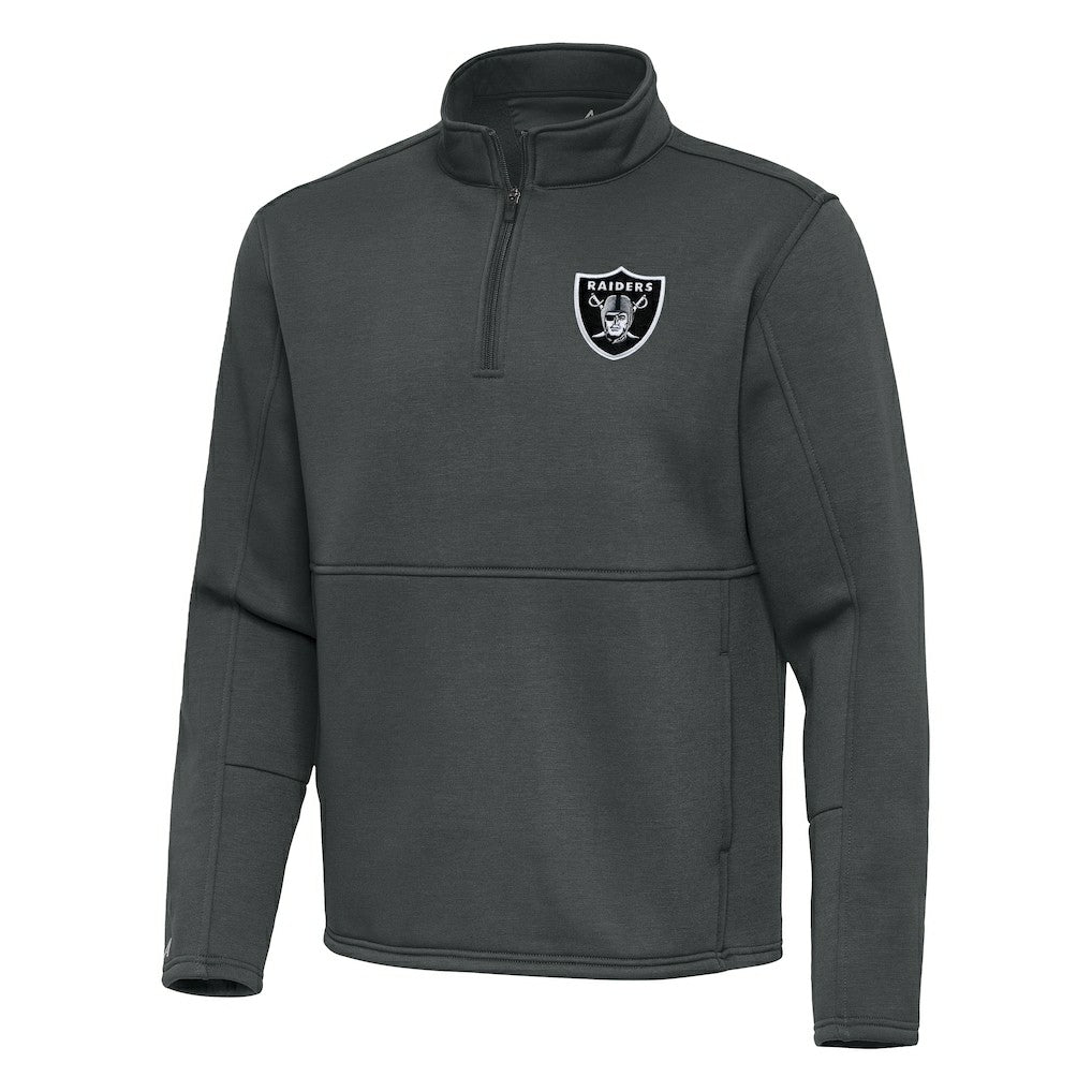 Las Vegas Raiders Antigua Twist Quarter-Zip Pullover Jacket Pewter