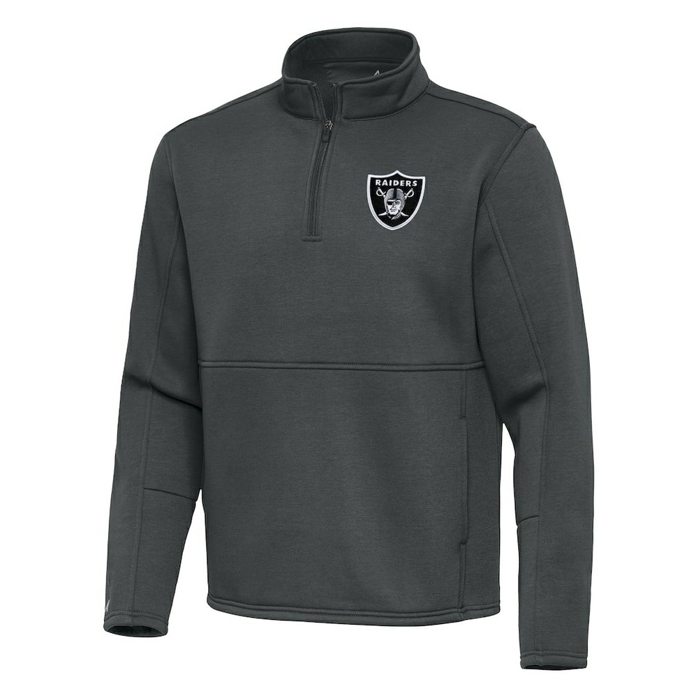 Las Vegas Raiders Antigua Twist Quarter-Zip Pullover Jacket Pewter