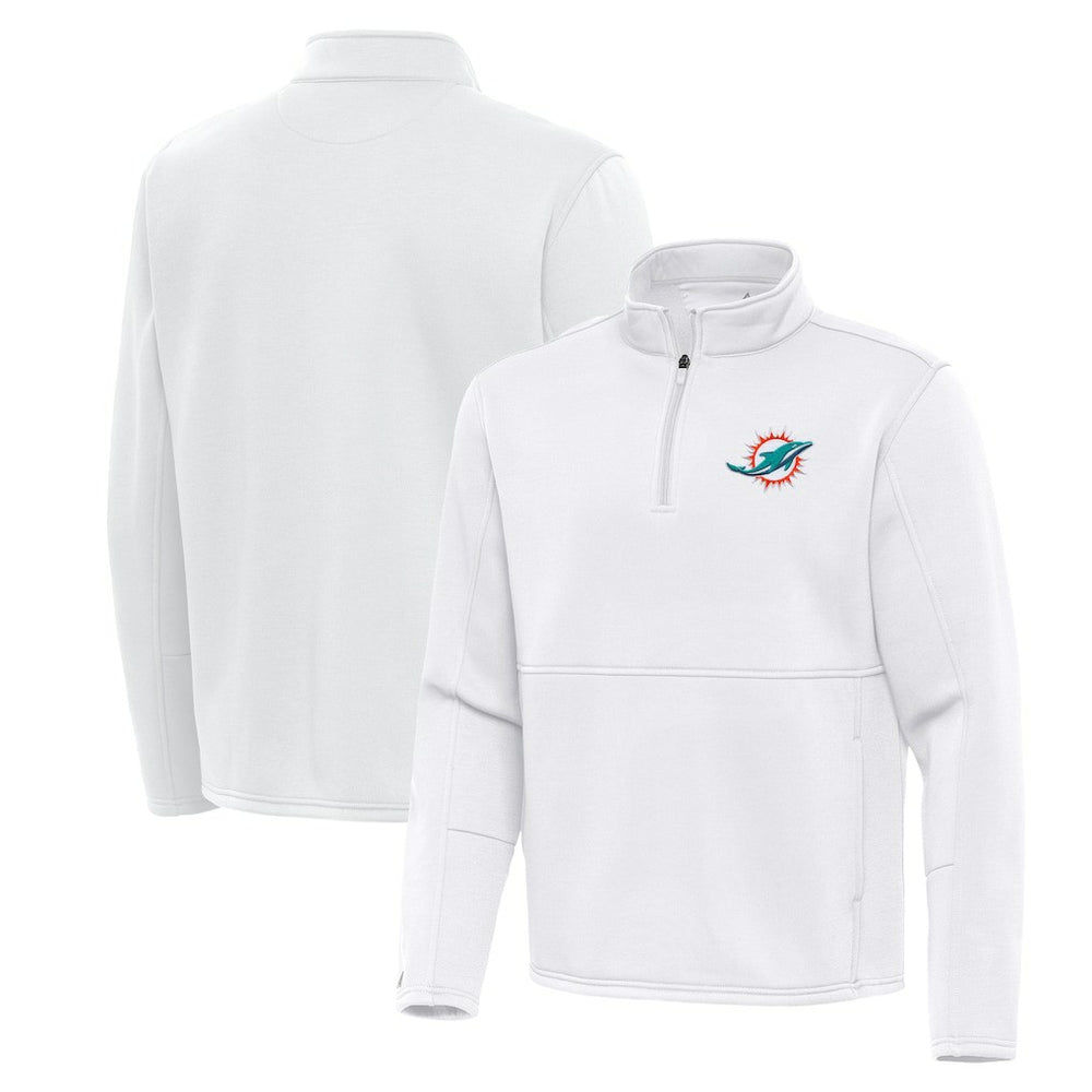 Miami Dolphins Antigua Twist Quarter-Zip Pullover Jacket White