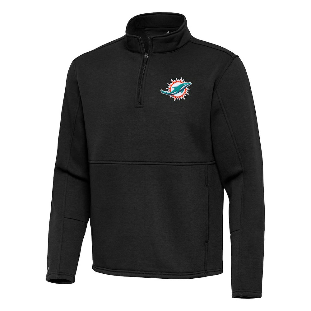 Miami Dolphins Antigua Twist Quarter-Zip Pullover Jacket Black
