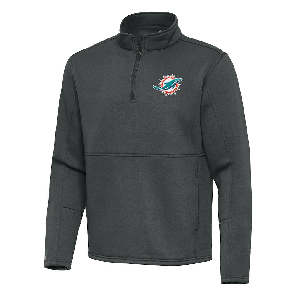 Miami Dolphins Antigua Twist Quarter-Zip Pullover Jacket Pewter