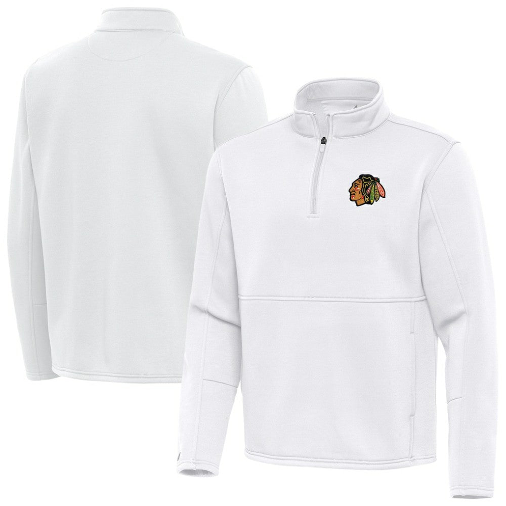 Chicago Blackhawks Antigua Twist Quarter-Zip Pullover Jacket - White - NHL 202264688