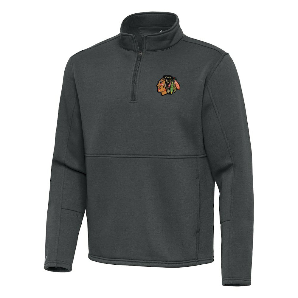 Chicago Blackhawks Antigua Twist Quarter-Zip Pullover Jacket - Pewter - NHL 202264691