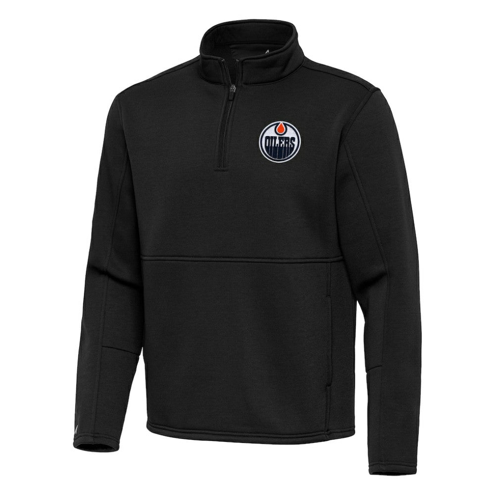 Edmonton Oilers Antigua Twist Quarter-Zip Pullover Jacket - Black - NHL 202264716