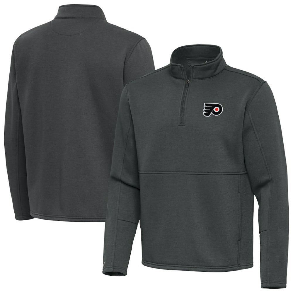 Philadelphia Flyers Antigua Twist Quarter-Zip Pullover Jacket - Pewter - NHL 202264774