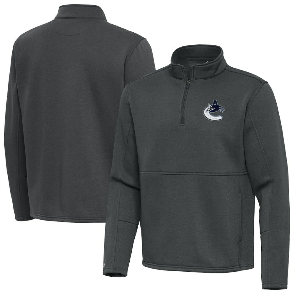 Vancouver Canucks Antigua Twist Quarter-Zip Pullover Jacket - Pewter - NHL 202264786