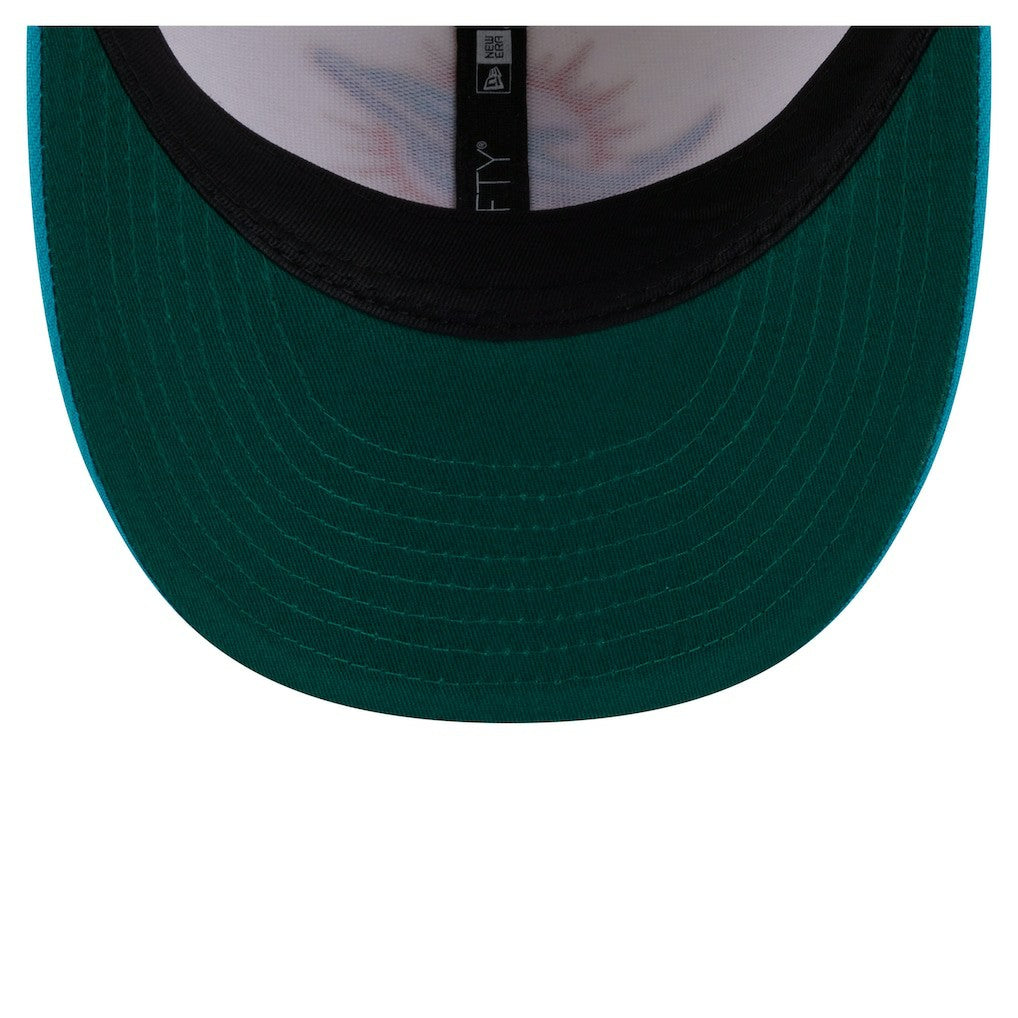 Miami Dolphins New Era Tonal Floral 59FIFTY Fitted Hat Cream/Aqua
