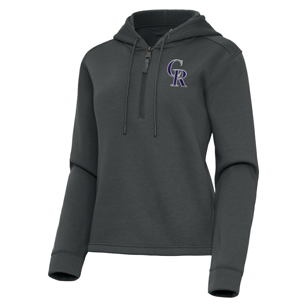 Colorado Rockies Antigua Women's Contemporary Quarter-Zip Hoodie - Pewter - MLB Discount