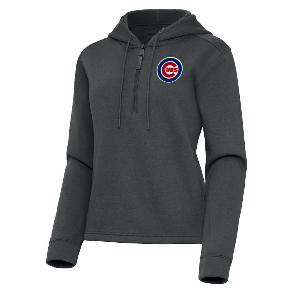Chicago Cubs Antigua Women's Contemporary Quarter-Zip Hoodie - Pewter - MLB Online