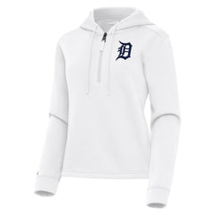 Detroit Tigers Antigua Women's Contemporary Quarter-Zip Hoodie - White - MLB Lifestyle