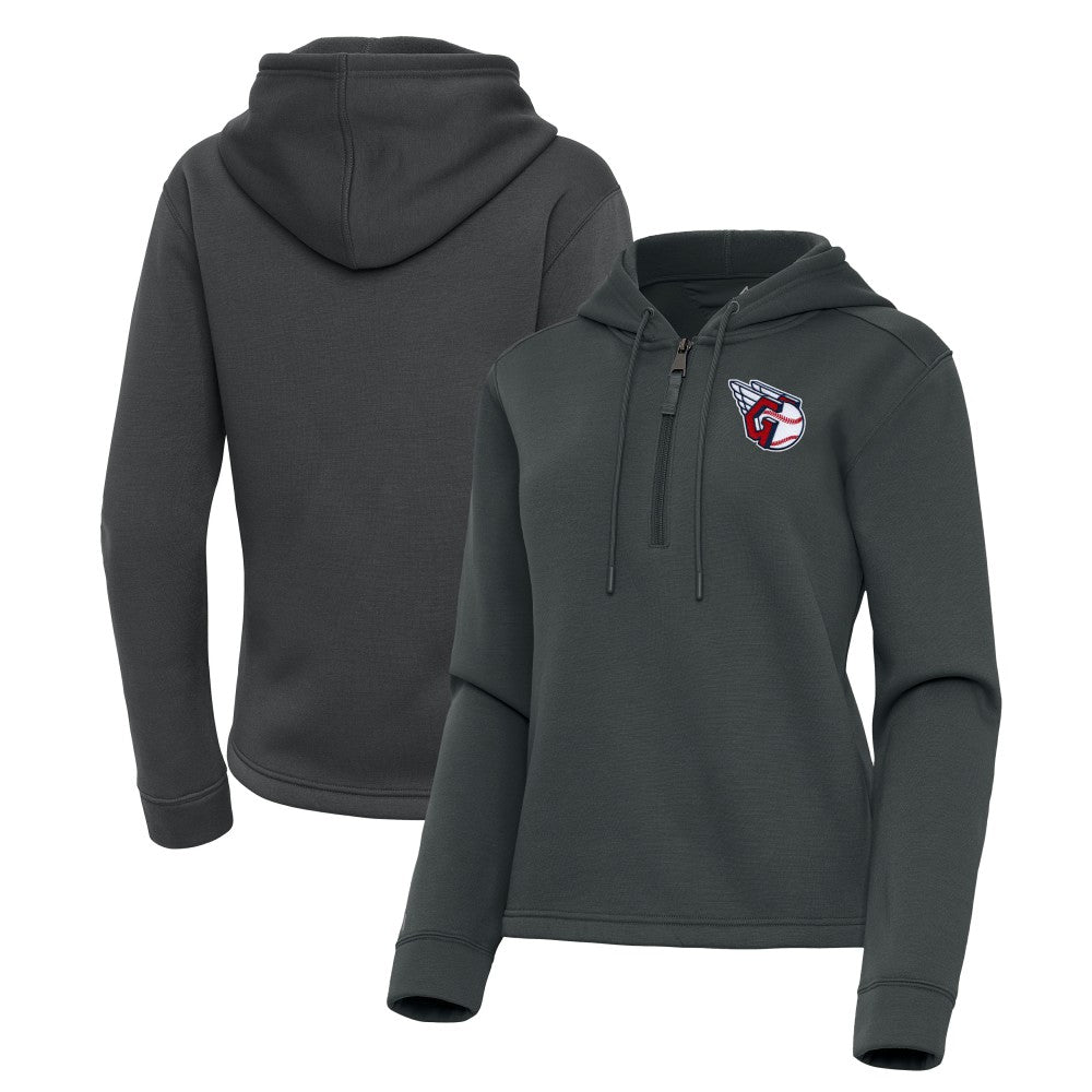 Cleveland Guardians Antigua Women's Contemporary Quarter-Zip Hoodie - Pewter - MLB on Sale