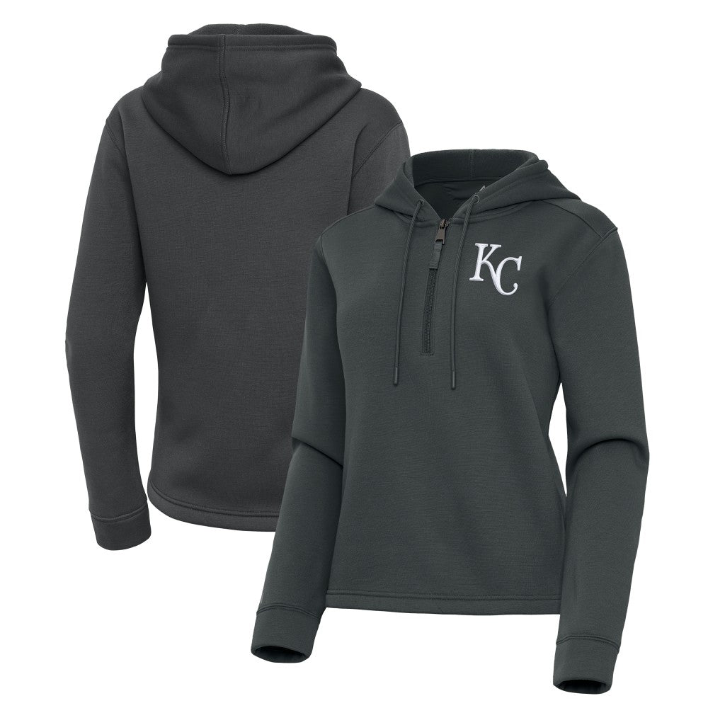 Kansas City Royals Antigua Women's Contemporary Quarter-Zip Hoodie - Pewter - MLB Online
