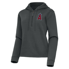 Los Angeles Angels Antigua Women's Contemporary Quarter-Zip Hoodie - Pewter - MLB on Sale